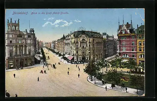 AK Düsseldorf, Blick in die Graf-Adolf-Strasse