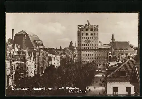 AK Düsseldorf, Hindenburgwall mit Wilhelm-Marx-Haus