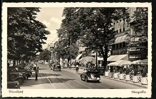 AK Düsseldorf, belebte Königsallee-Strasse