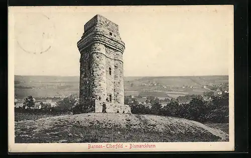 AK Barmen-Elberfeld, Bismarckturm mit Stadtblick