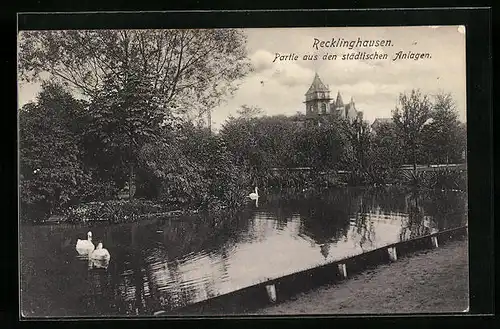 AK Recklinghausen, Partie aus den städtischen Anlagen