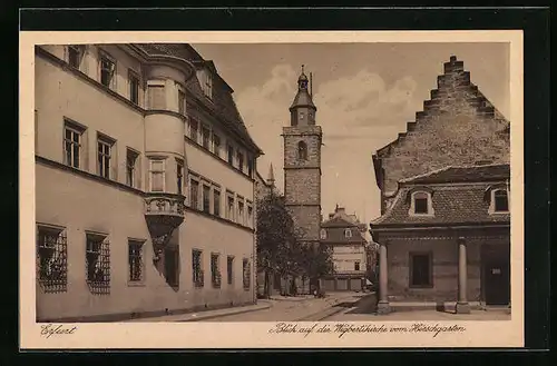 AK Erfurt, Blick auf die Wigbertikirche vom Hirschgarten aus
