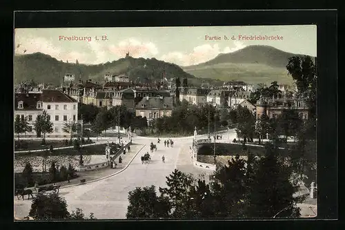 AK Freiburg i. B., Partie b. d. Friedrichsbrücke
