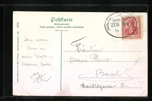 AK Freiburg i. B., Partie b. d. Friedrichsbrücke