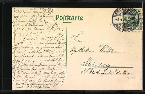 AK Freiburg i. B., Denkmal an der Kaiserbrücke, Blick zum Dom