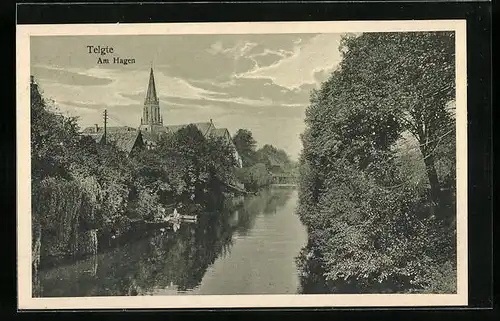 AK Telgte, Partie am Hagen, Blick zur Kirche