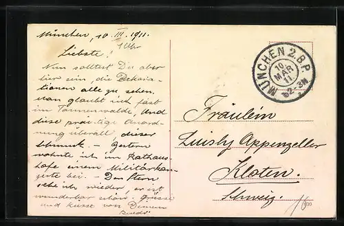 AK München, Feldherrnhalle und Theatiner Hofkirche