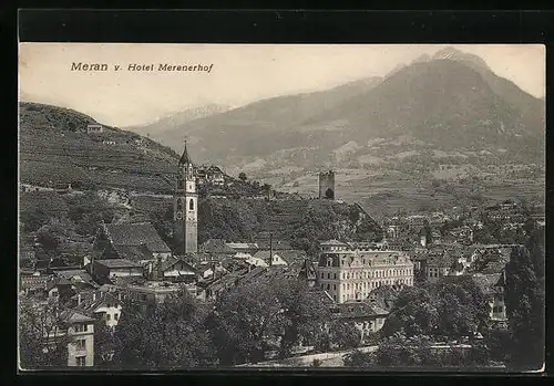 AK Meran, Blick vom Hotel Meranerhof