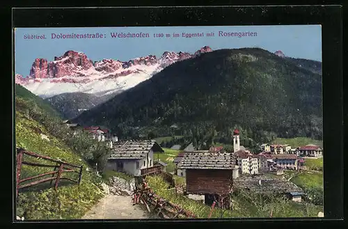 AK Welschnofen, Gesamtansicht mit Rosengarten