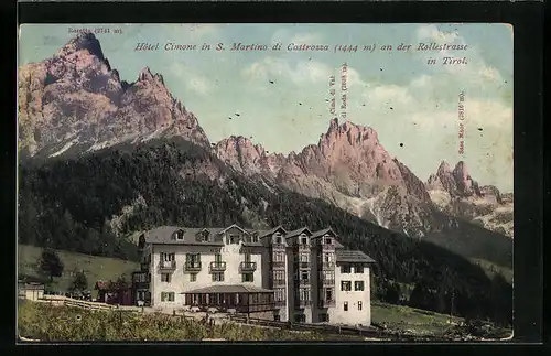 AK S. Martino di Castrozza, Hotel Cimone an der Rollestrasse