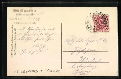 AK St. Leonhard in Passeier, Partie an der Kirche