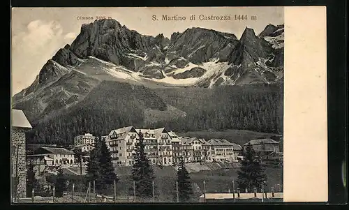 AK S. Martino di Castrozzo, Gebäude und Gebirgswand