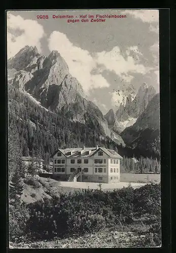 AK Sexten, Hof im Fischleinboden mit Blick zum Zwölfer