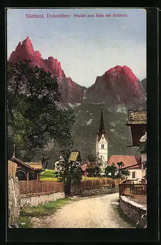 AK Seis am Schlern, Partie an der Kirche