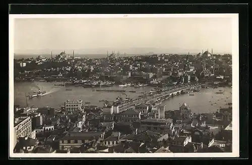 AK Constantinople, Panoramaansicht der Stadt mit dem Bosporus