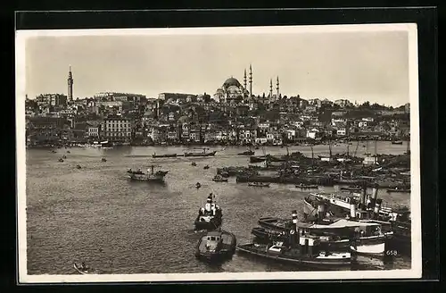 AK Constantinople, Schiffe im Hafen von Stamboul
