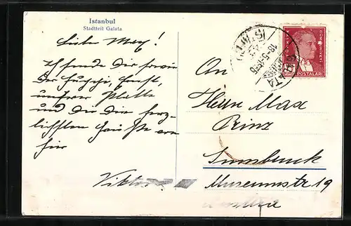 AK Istanbul, Blick auf den Stadtteil Galata