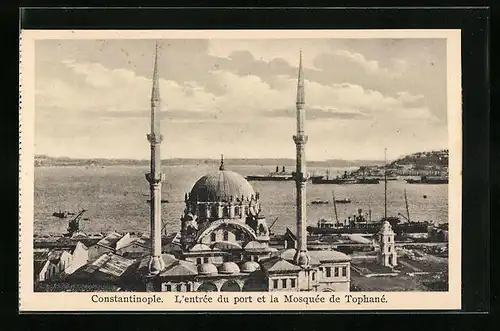 AK Constantinople, L`entree du port et la Mosquee du Tophane