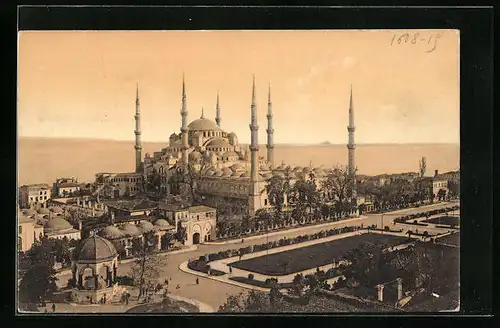 AK Constantinople, Anlagen vor der Sultan Ahmed Moschee