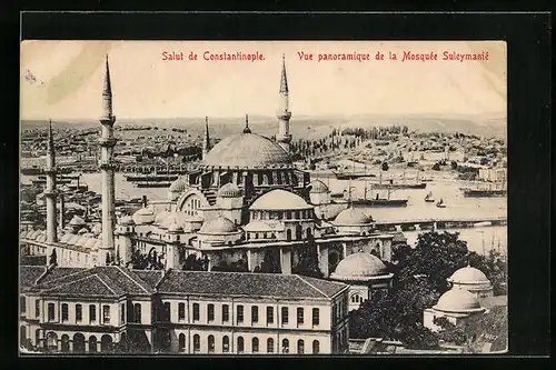 AK Constantinople, Vue panoramique de la Mosquee Suleymanie