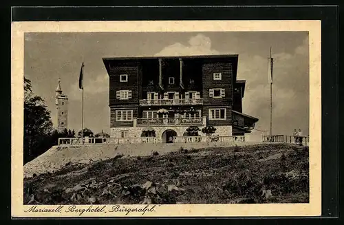 AK Mariazell, vor dem Berghotel Bürgeralpl