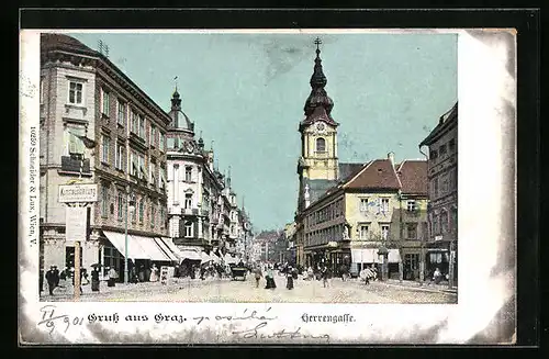 AK Graz, Passanten in der Herrengasse