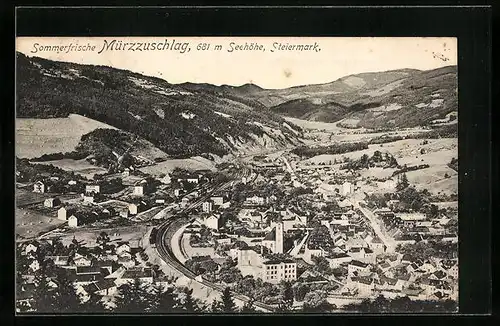 AK Mürzzuschlag, Panorama vom Berg aus gesehen