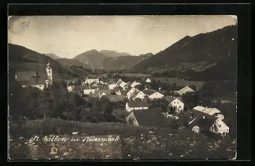 AK St. Gallen, Panoramablick von der Bergwiese aus gesehen