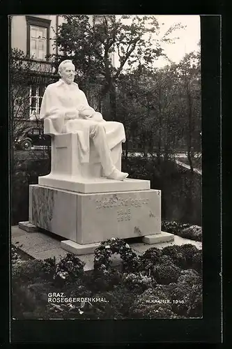 AK Graz, am Roseggerdenkmal