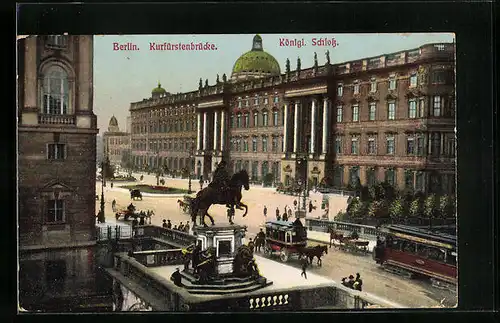 AK Berlin, Strassenbahnverkehr auf der Kurfürstenbrücke