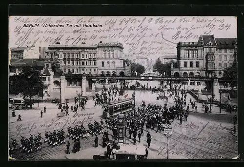 AK Berlin, Hallesches Tor und Strassenbahn