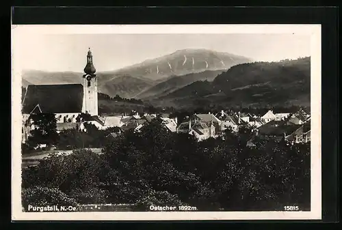 AK Purgstall, Teilansicht mit Kirche und Oetscher