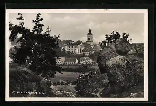 AK Gmünd, Felsenweg mit Kirche