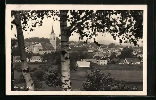 AK Gmünd, Teilansicht mit Kirche und Bäumen