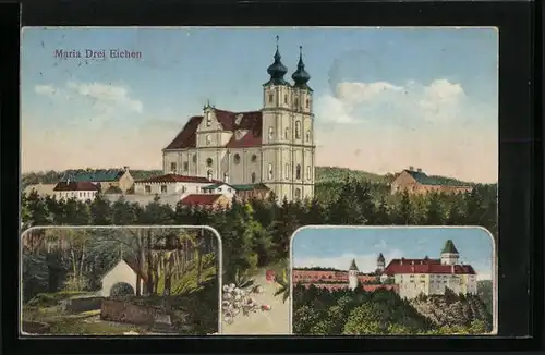 AK Maria Drei Eichen, Wallfahrtskirche, Kapelle, Ortspartie
