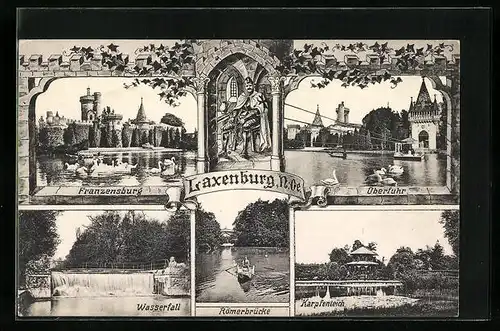 AK Laxenburg, Franzenburg, Römerbrücke, Wasserfall