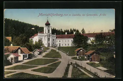 AK Mariahilferberg bei Gutenstein, Strassenpartie mit Kirche