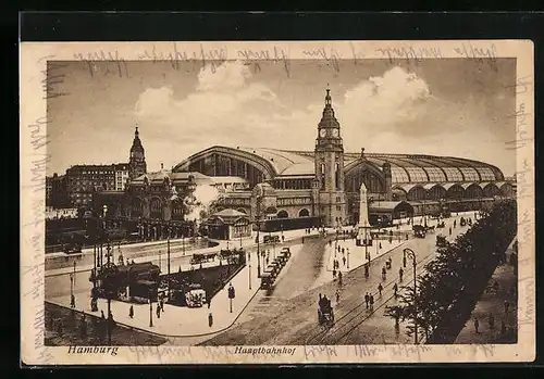 AK Hamburg-St.Georg, Hauptbahnhof mit Vorplatz