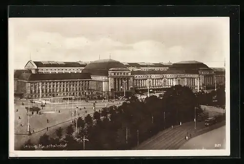 AK Leipzig, Panoramablick auf den Hauptbahnhof