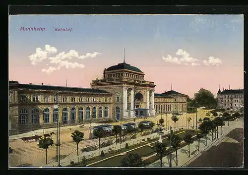 AK Mannheim, Gesamtansicht vom Bahnhof