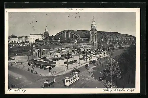 AK Hamburg-St.Georg, Hauptbahnhof aus der Vogelschau