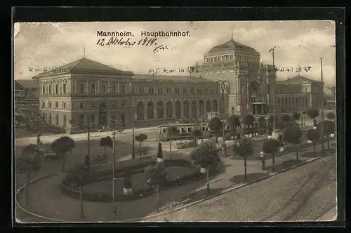 AK Mannheim, Blick auf den Hauptbahnhof