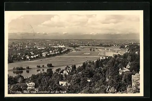 AK Dresden-Weisser Hirsch, Blick vom Luisenhof auf die Stadt