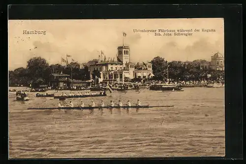 AK Hamburg, Uhlenhorster Fährhaus während der Regatta