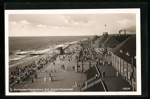 AK Westerland / Sylt, belebte Strandpromenade