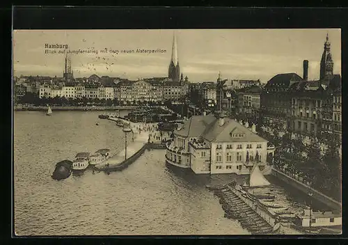 AK Hamburg-Neustadt, Jungfernstieg mit neuem Alsterpavillon
