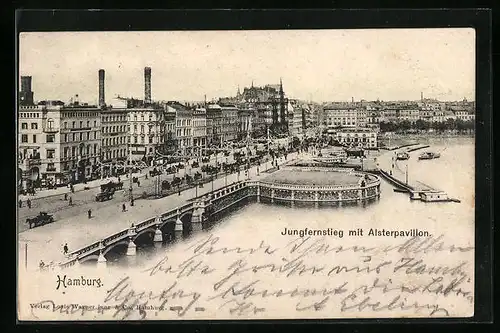 AK Hamburg-Neustadt, Jungfernstieg mit Alsterpavillon