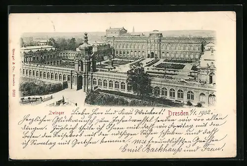 AK Dresden, Panoramablick auf den Zwinger