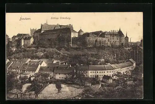 AK Bautzen, Teilansicht mit Schloss Ortenburg