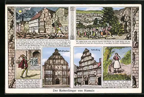 AK Hameln, Rattenfängerhaus, Rattenkrug, Szenen